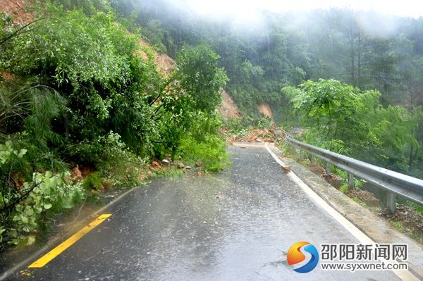 寨市往黃桑道路因山體滑坡被阻 (2)